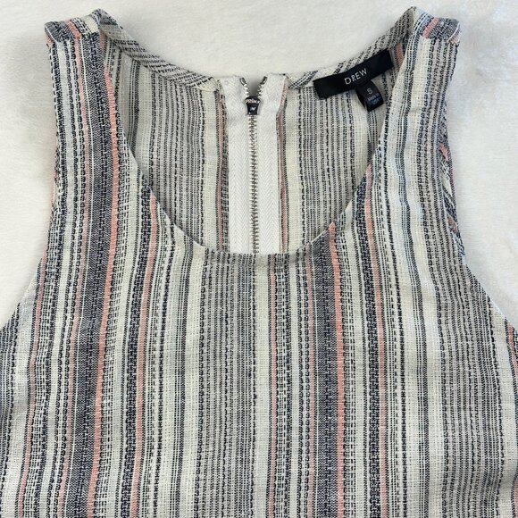 Drew Womens Top Striped Linen Viscose Sleeveless Size S Fringe Boho Comfy Artzy - Picture 2 of 11
